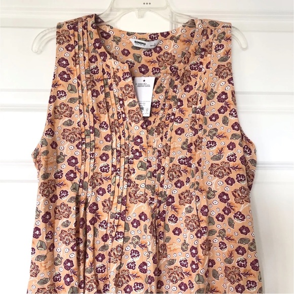 Sonoma Peach Dress Sleeveless Linen Rayon Pockets Knee Length Floral NEW - Picture 10 of 13